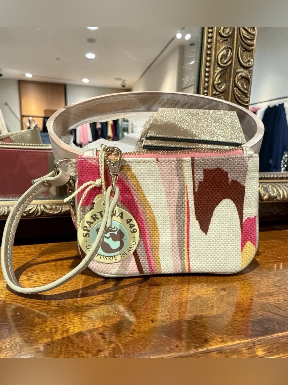 Spartina 449 Pink Multi Canvas Wristlet NWT